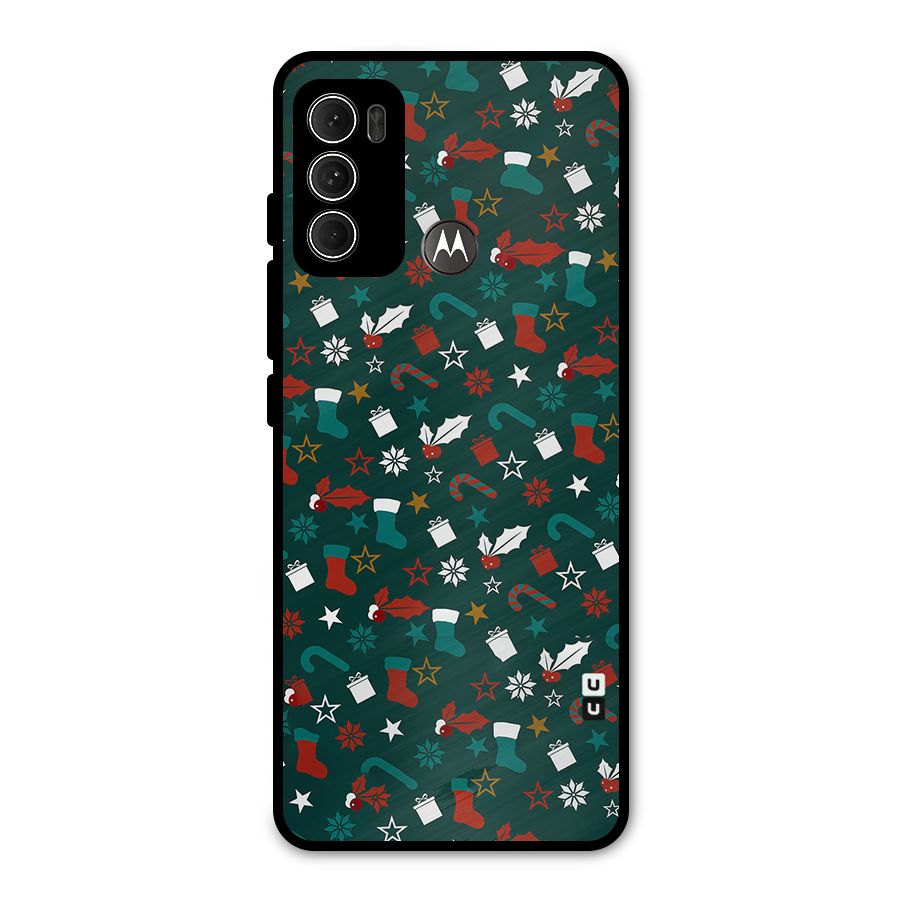 Christmas Pattern Design Metal Back Case for Moto G60