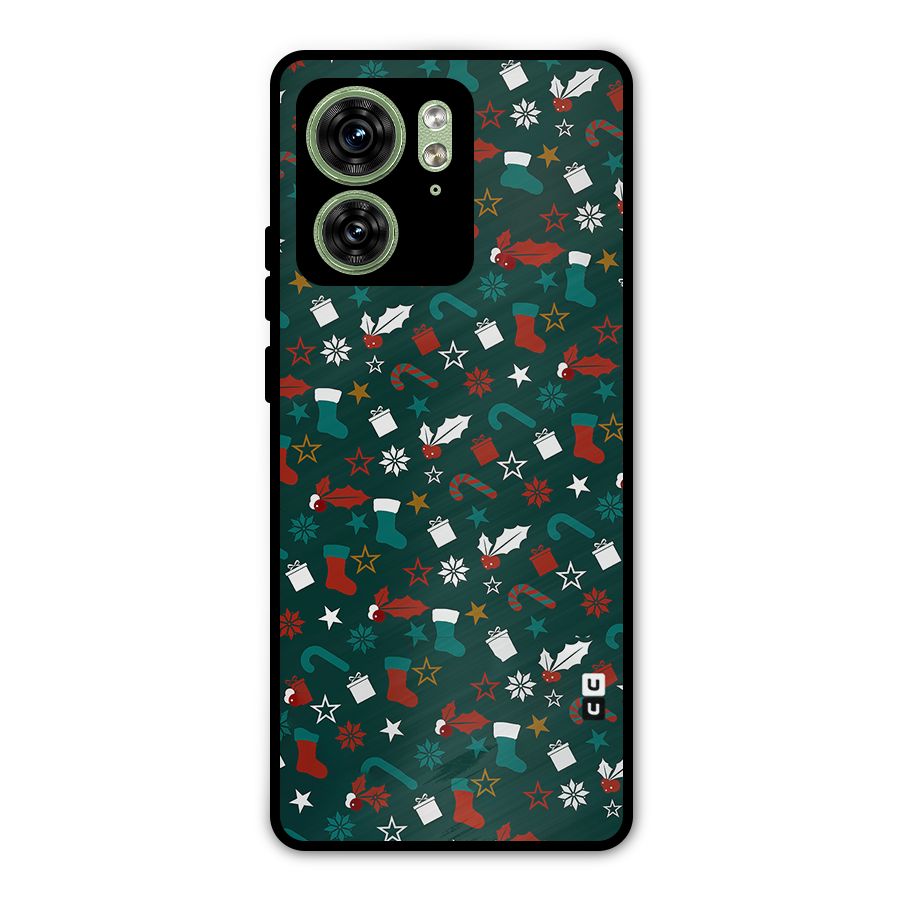 Christmas Pattern Design Metal Back Case for Motorola Edge 40 5G