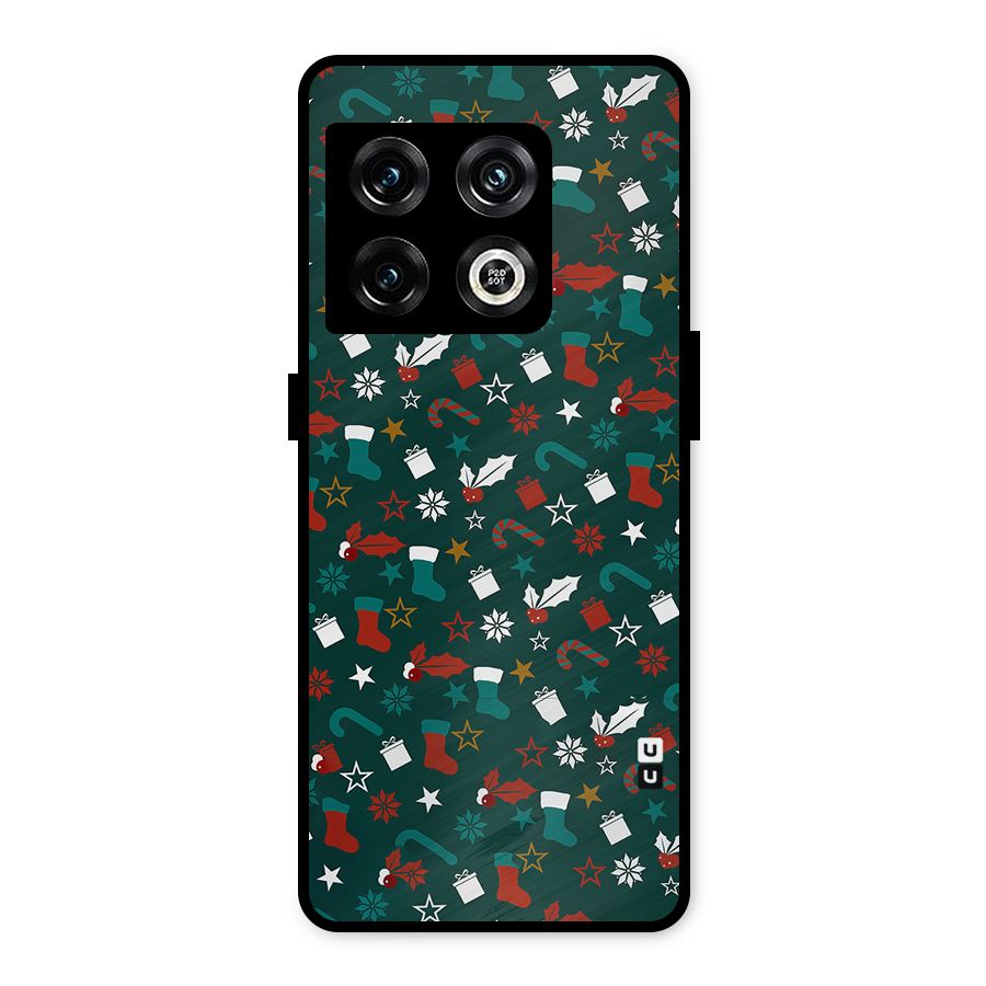 Christmas Pattern Design Metal Back Case for OnePlus 10 Pro 5G