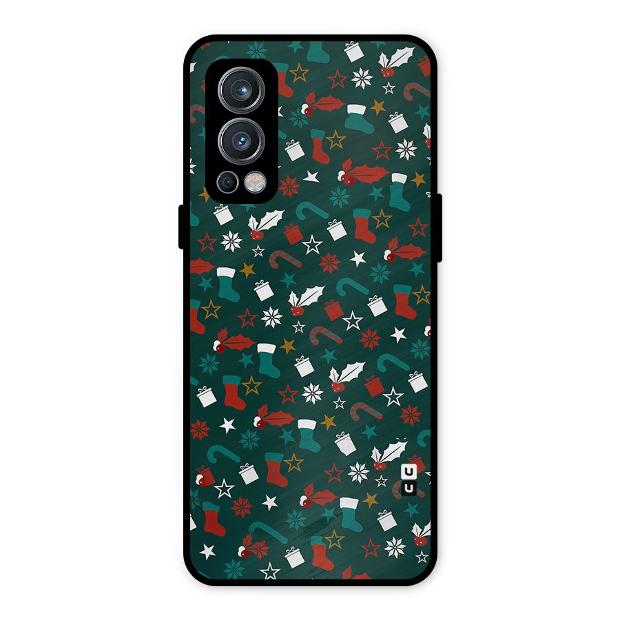 Christmas Pattern Design Metal Back Case for OnePlus Nord 2 5G