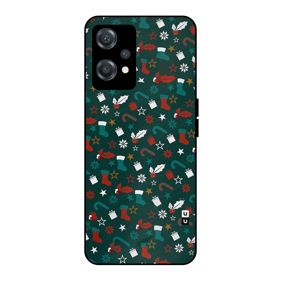 Christmas Pattern Design Metal Back Case for OnePlus Nord CE 2 Lite 5G