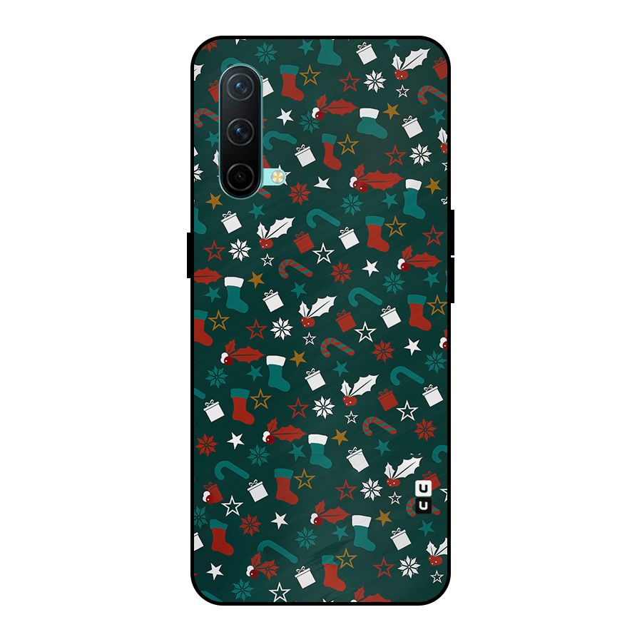 Christmas Pattern Design Metal Back Case for OnePlus Nord CE 5G