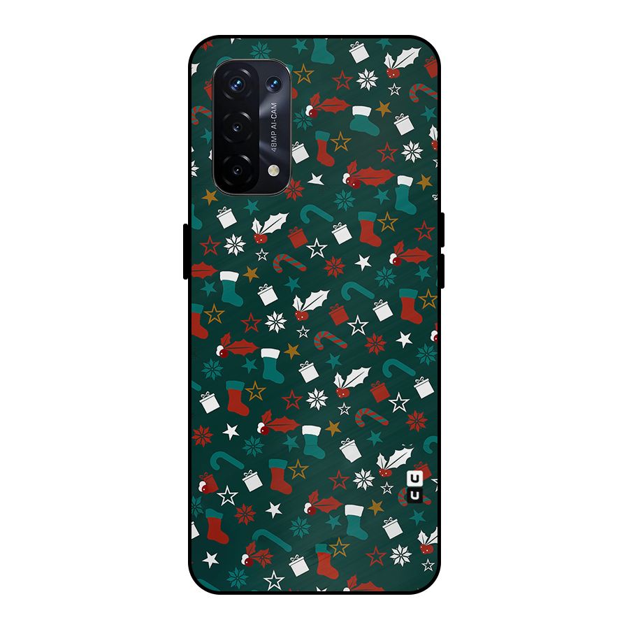 Christmas Pattern Design Metal Back Case for Oppo A74 5G