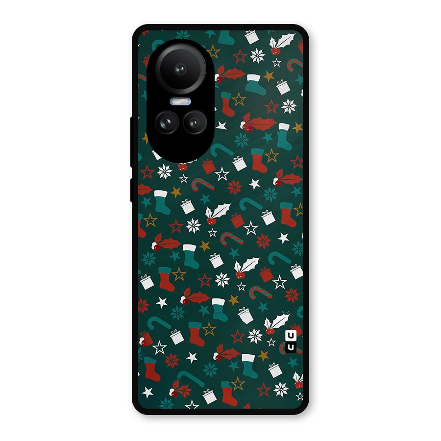 Christmas Pattern Design Metal Back Case for Oppo Reno10 Pro