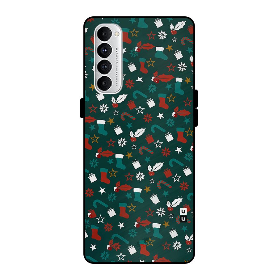 Christmas Pattern Design Metal Back Case for Oppo Reno4 Pro