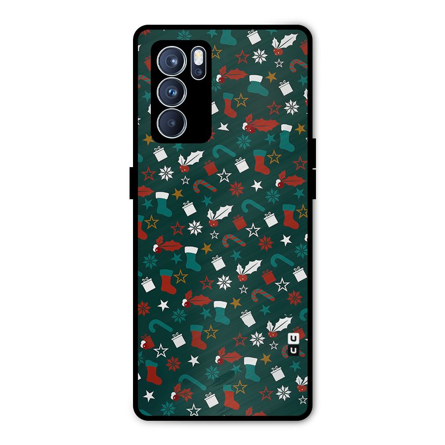 Christmas Pattern Design Metal Back Case for Oppo Reno6 Pro 5G