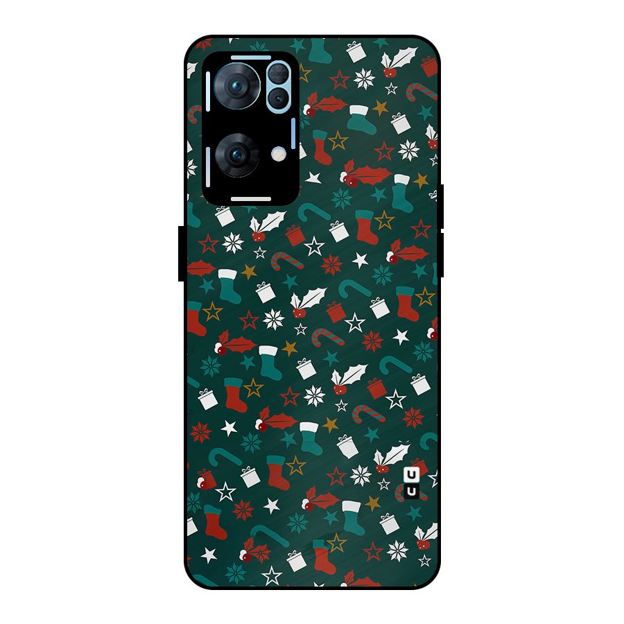 Christmas Pattern Design Metal Back Case for Oppo Reno7 Pro 5G