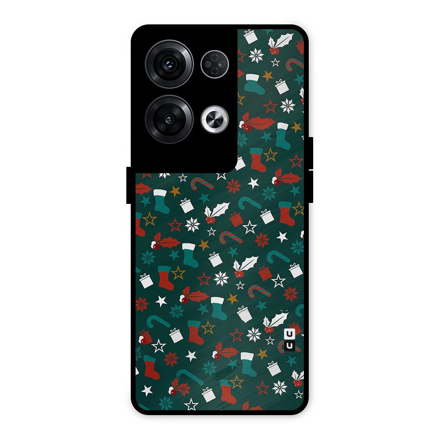 Christmas Pattern Design Metal Back Case for Oppo Reno8 Pro 5G