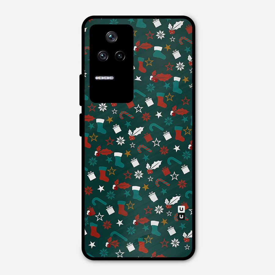 Christmas Pattern Design Metal Back Case for Poco F4 5G