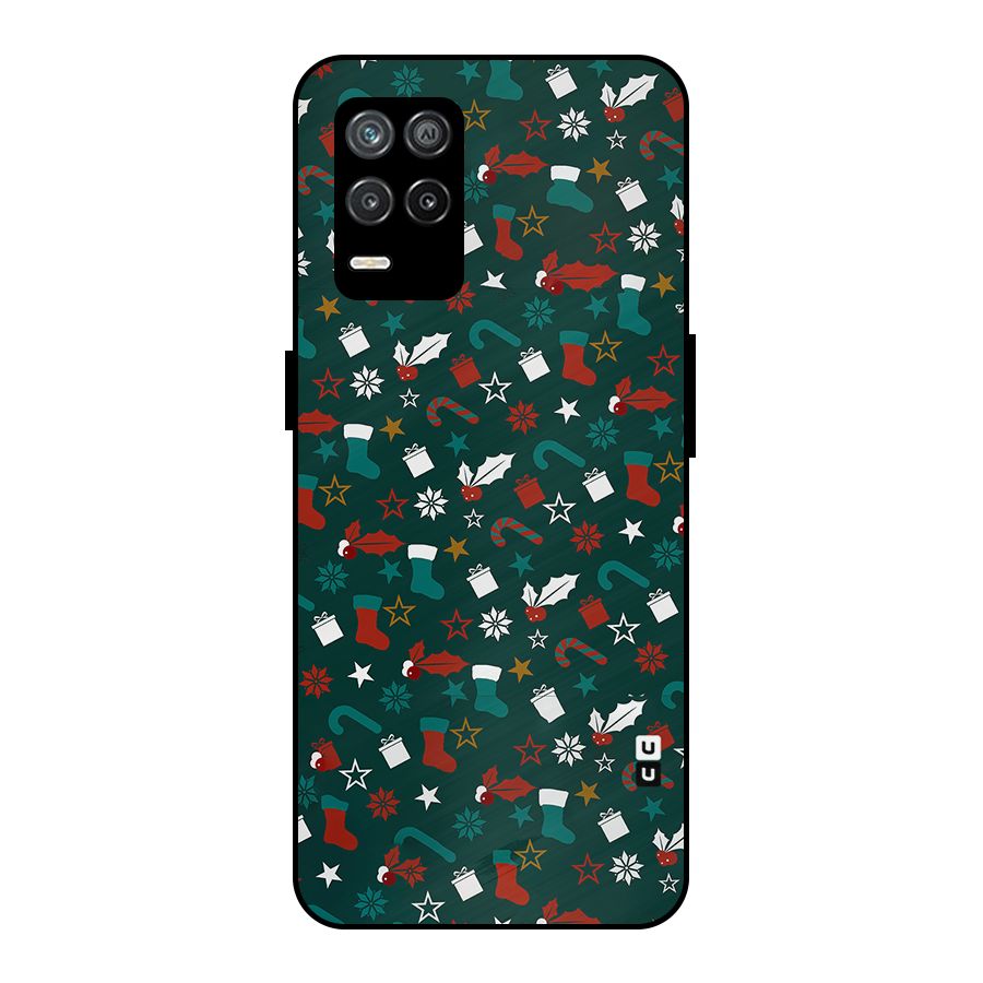 Christmas Pattern Design Metal Back Case for Realme 8s 5G