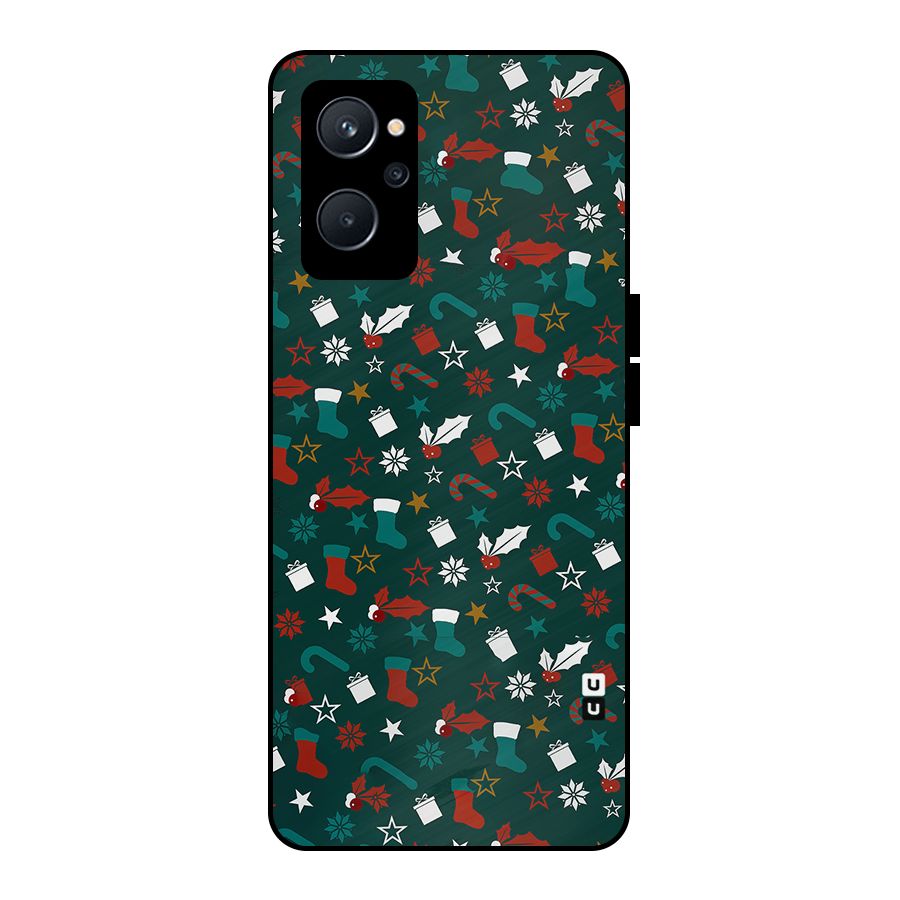 Christmas Pattern Design Metal Back Case for Realme 9i 5G