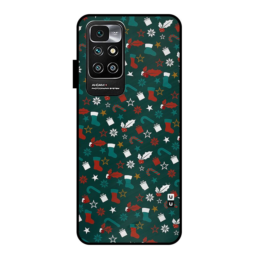 Christmas Pattern Design Metal Back Case for Redmi 10 Prime