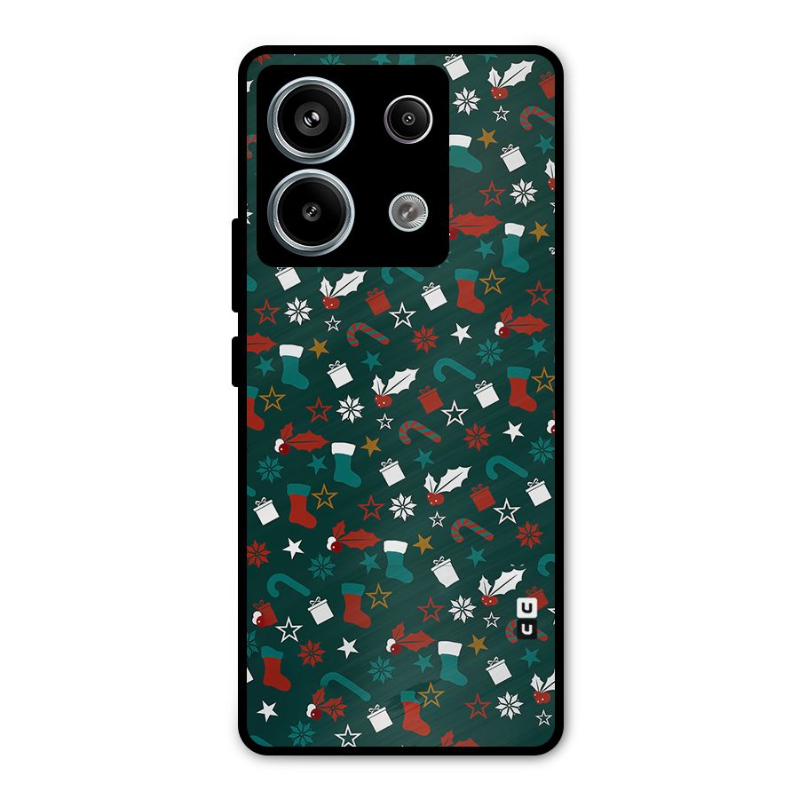 Christmas Pattern Design Metal Back Case for Redmi Note 13 Pro 5G