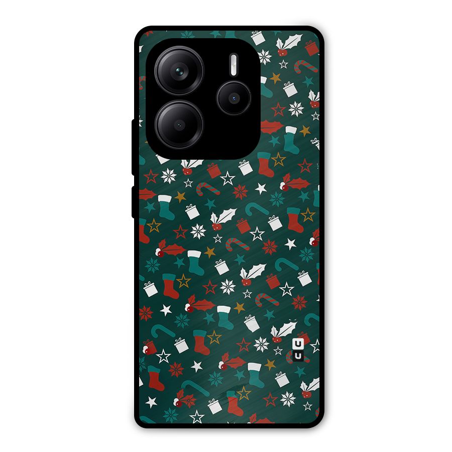 Christmas Pattern Design Metal Back Case for Redmi Note 14 5G