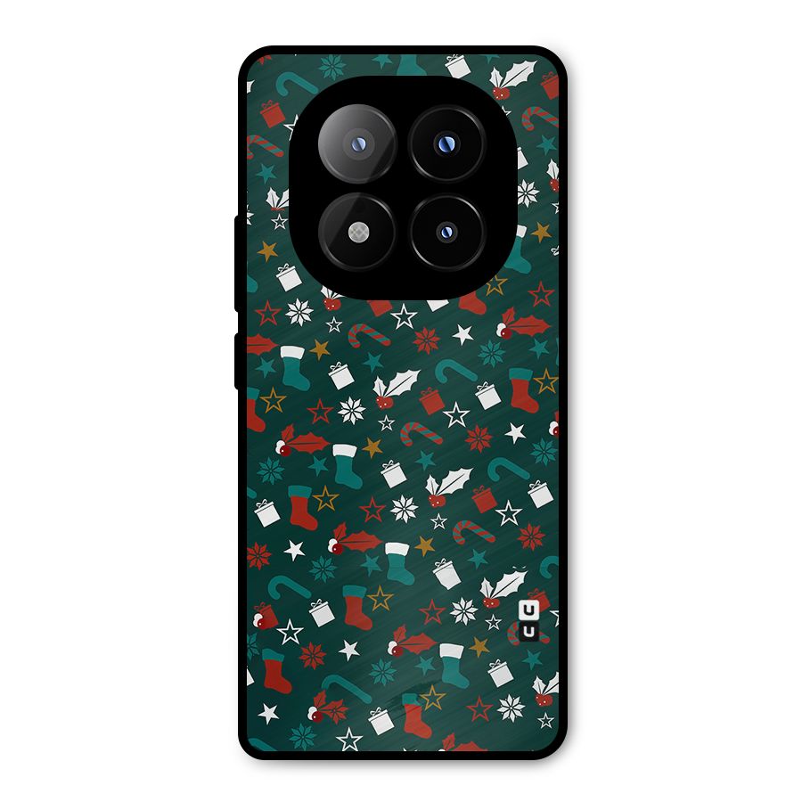 Christmas Pattern Design Metal Back Case for Redmi Note 14 Pro Plus 5G