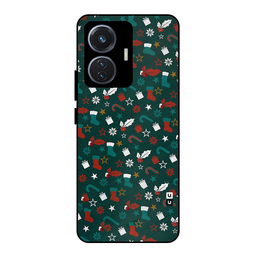 Christmas Pattern Design Metal Back Case for Vivo T1 44W
