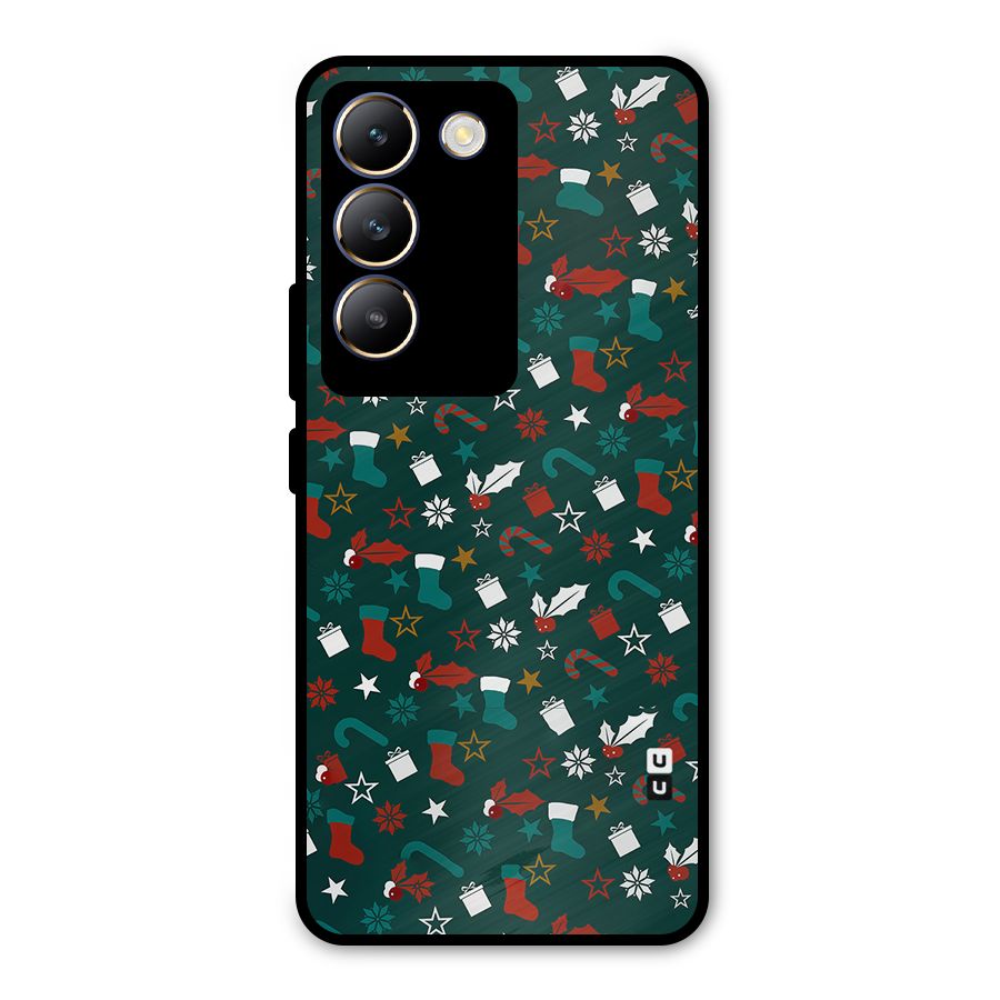 Christmas Pattern Design Metal Back Case for Vivo T3 5G