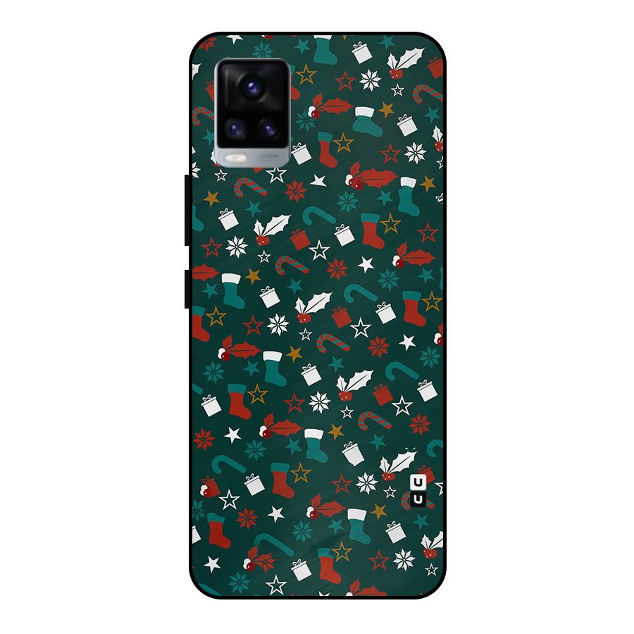 Christmas Pattern Design Metal Back Case for Vivo V20 2021