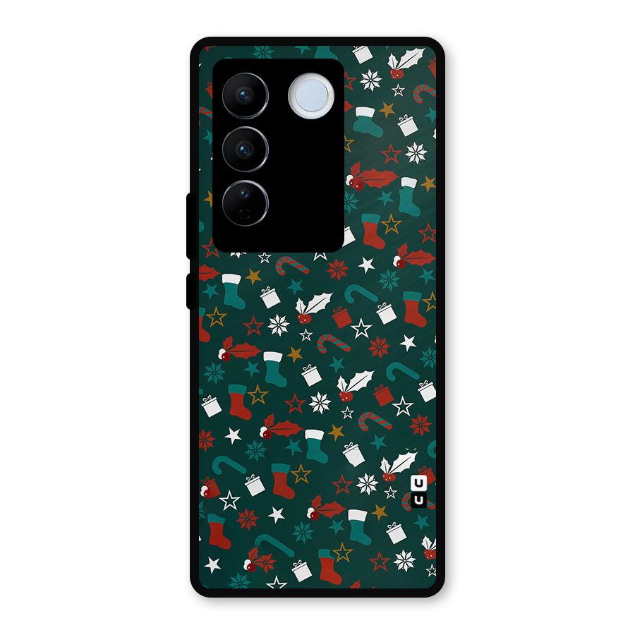 Christmas Pattern Design Metal Back Case for Vivo V27 Pro