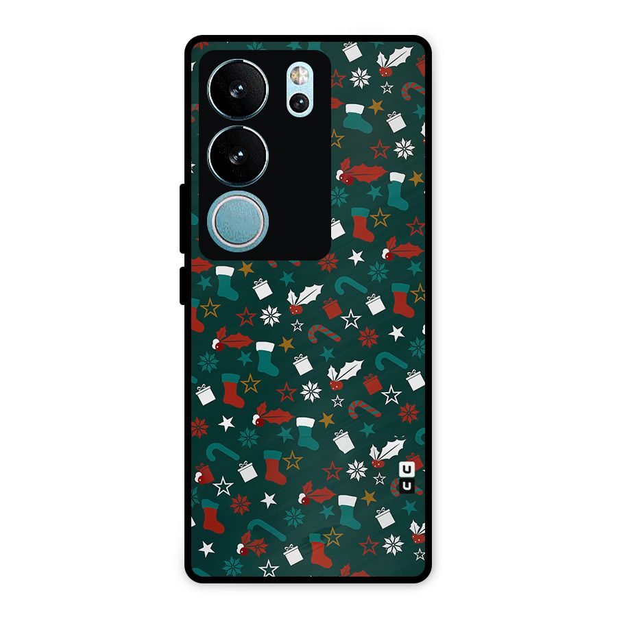 Christmas Pattern Design Metal Back Case for Vivo V29 Pro