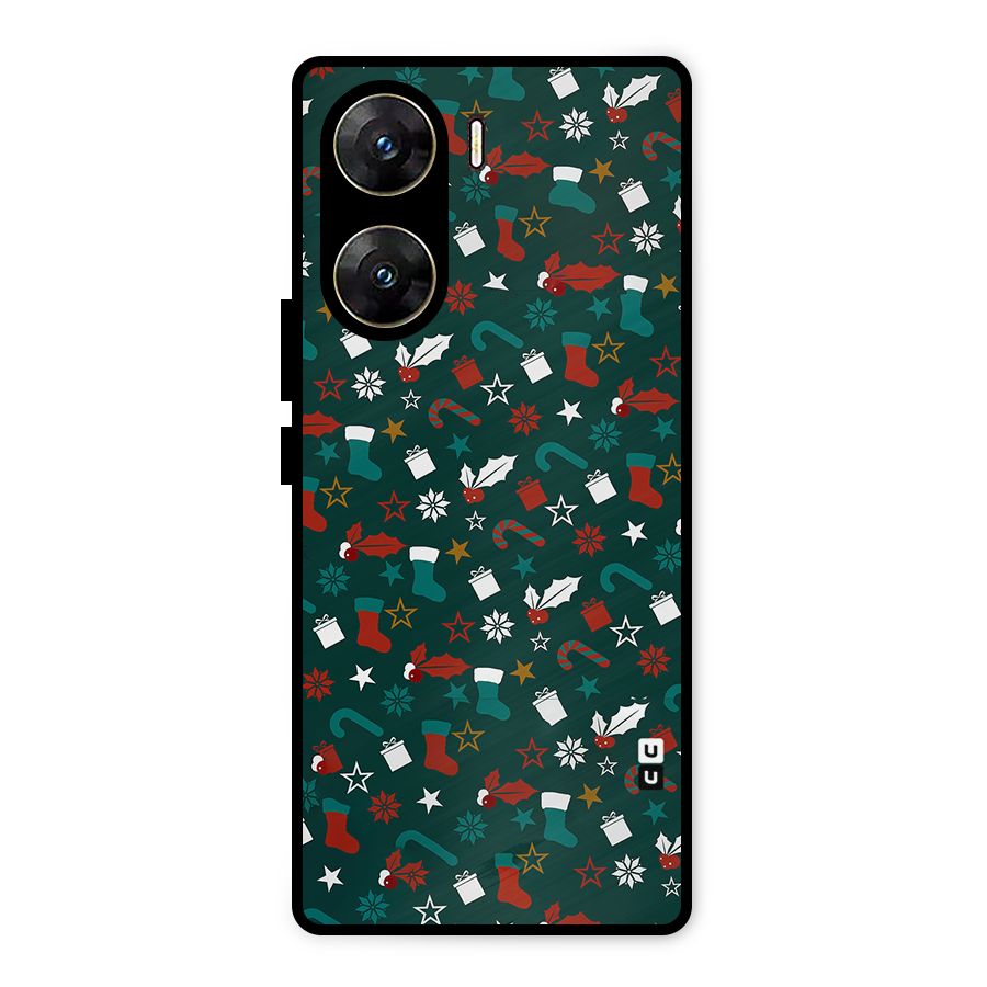 Christmas Pattern Design Metal Back Case for Vivo V29e