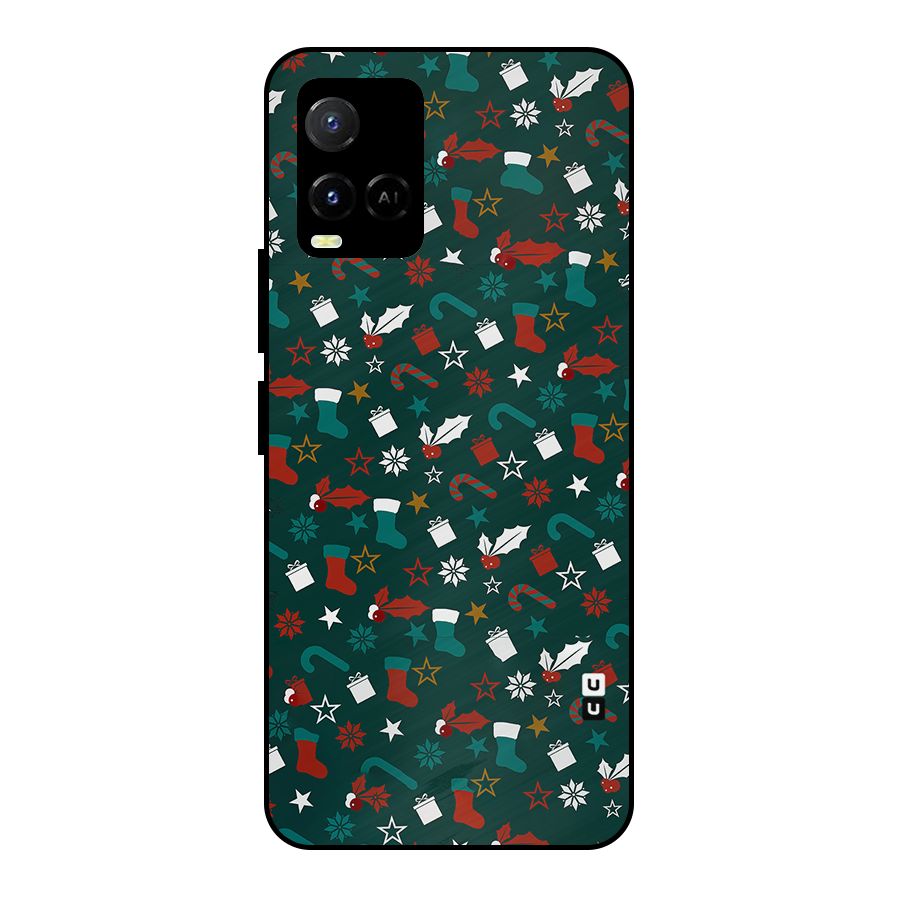 Christmas Pattern Design Metal Back Case for Vivo Y21 2021