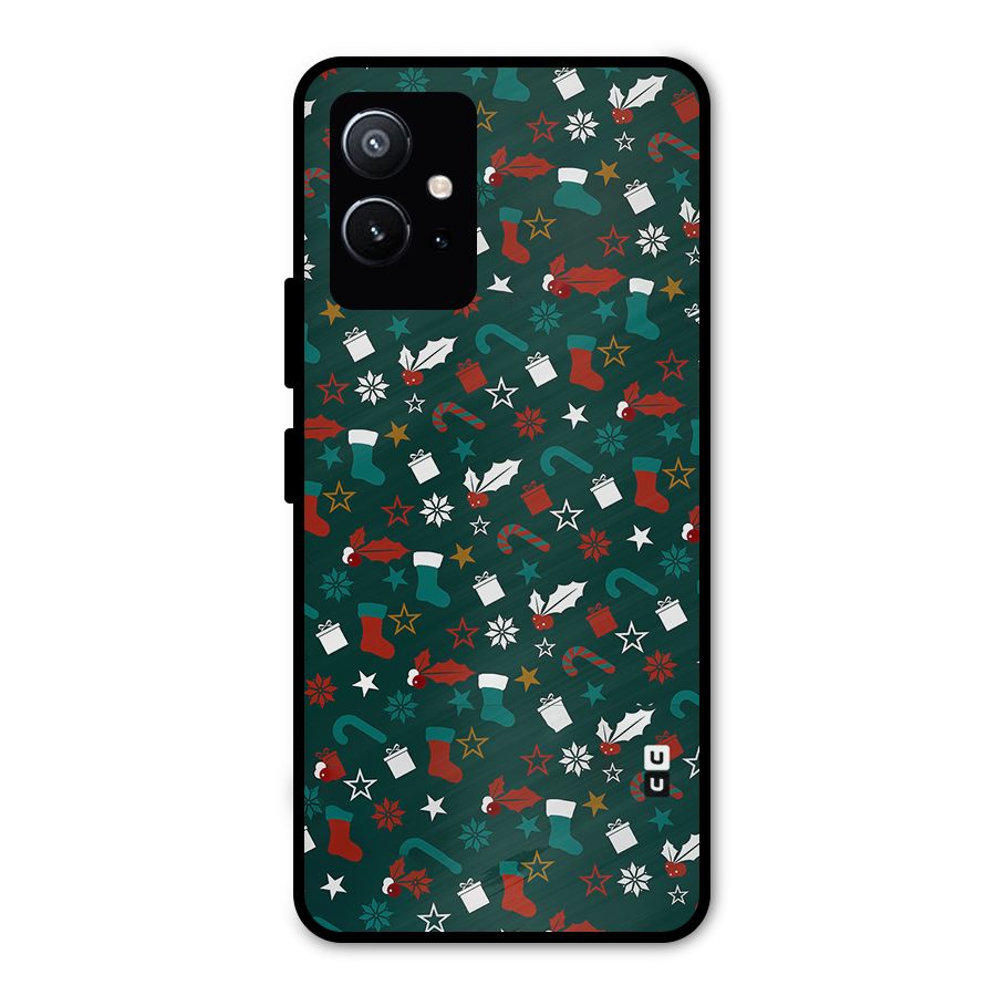 Christmas Pattern Design Metal Back Case for Vivo Y75 5G