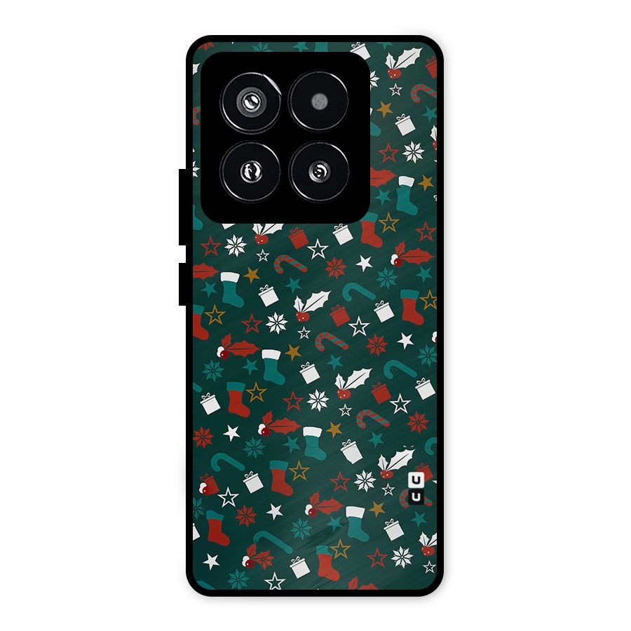 Christmas Pattern Design Metal Back Case for Xiaomi 14 Pro