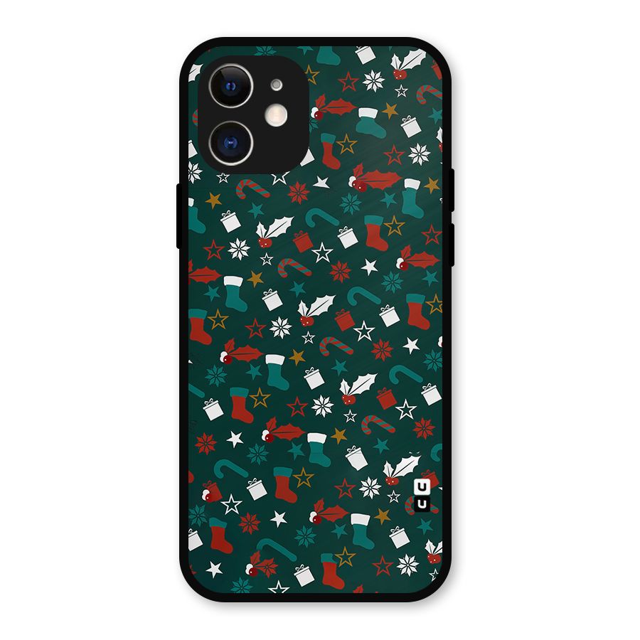 Christmas Pattern Design Metal Back Case for iPhone 12
