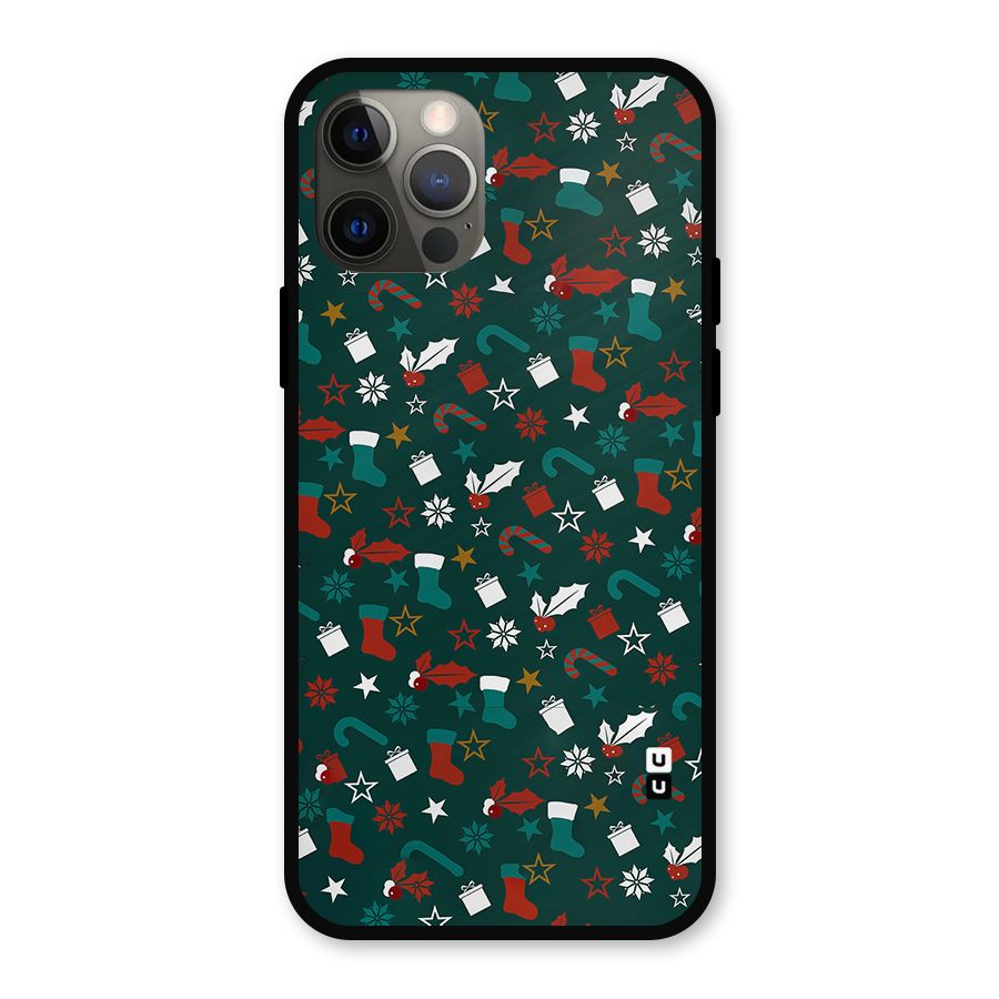 Christmas Pattern Design Metal Back Case for iPhone 12 Pro