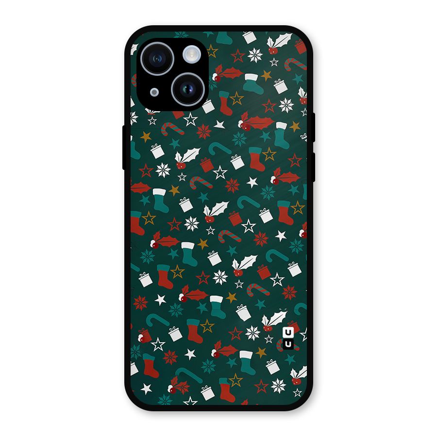Christmas Pattern Design Metal Back Case for iPhone 14