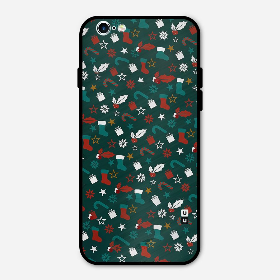 Christmas Pattern Design Metal Back Case for iPhone 6 6s