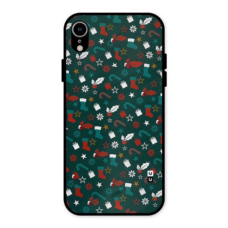 Christmas Pattern Design Metal Back Case for iPhone XR