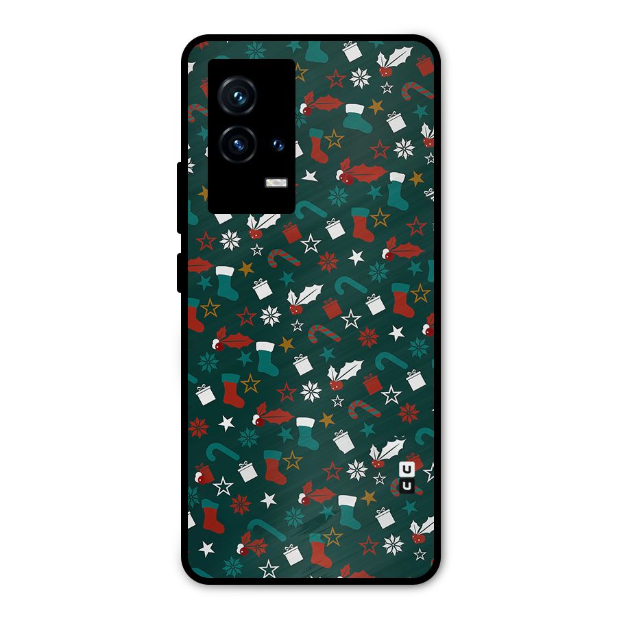 Christmas Pattern Design Metal Back Case for iQOO 9 5G