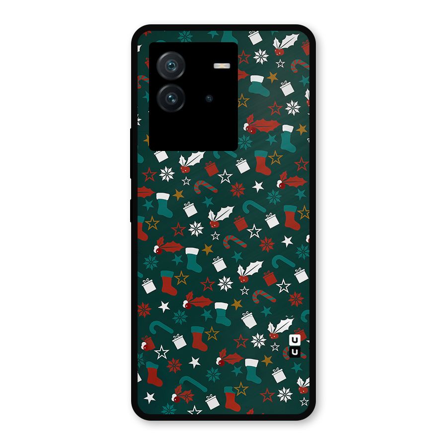 Christmas Pattern Design Metal Back Case for iQOO Neo 6 5G