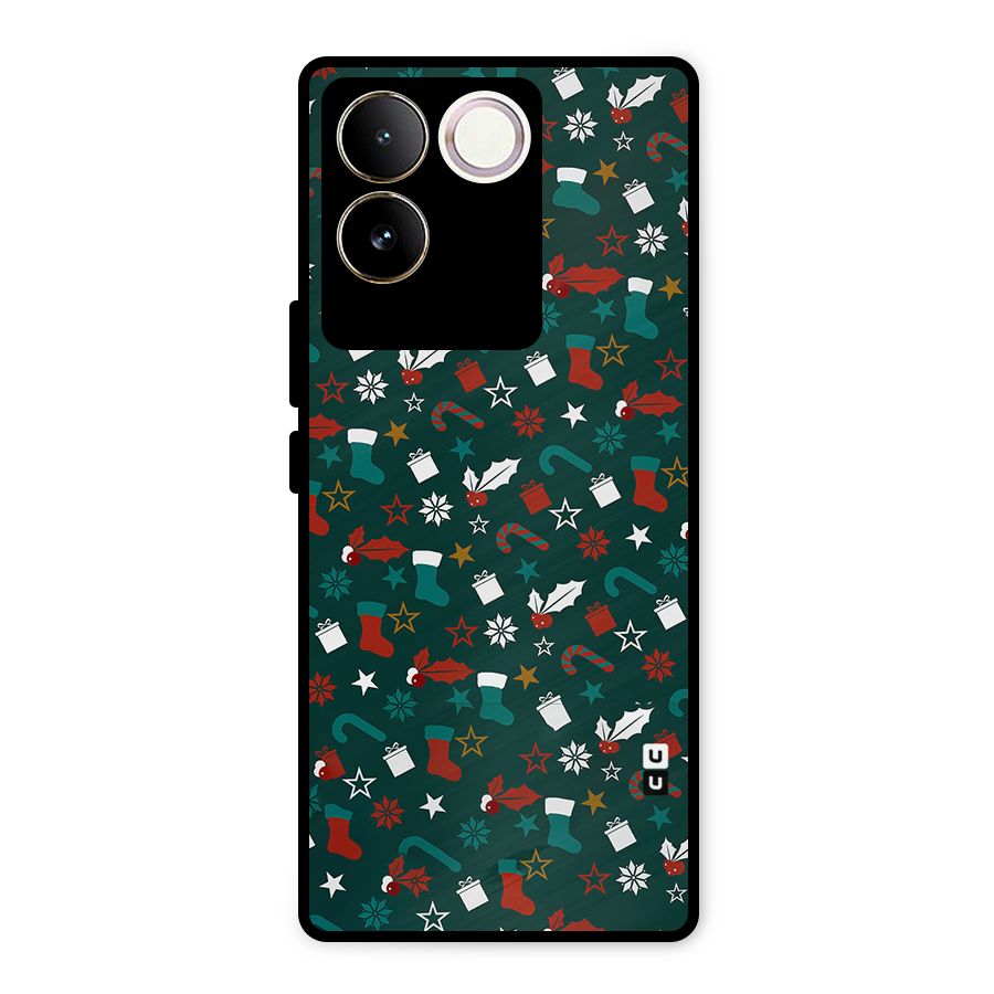 Christmas Pattern Design Metal Back Case for iQOO Z7 Pro