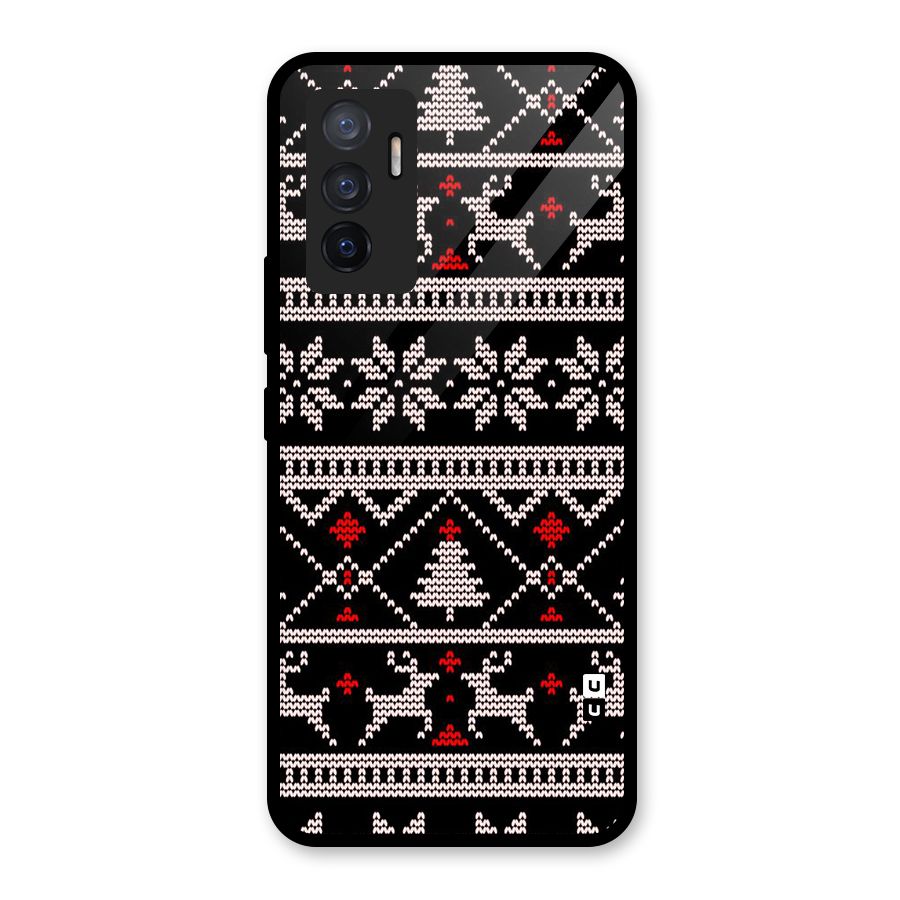 Christmas Seamless Aztec Glass Back Case for Vivo V23e