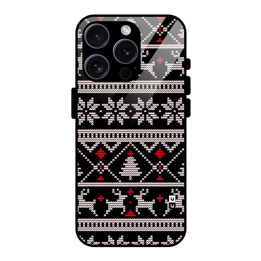 Christmas Seamless Aztec Glass Back Case for iPhone 15 Pro