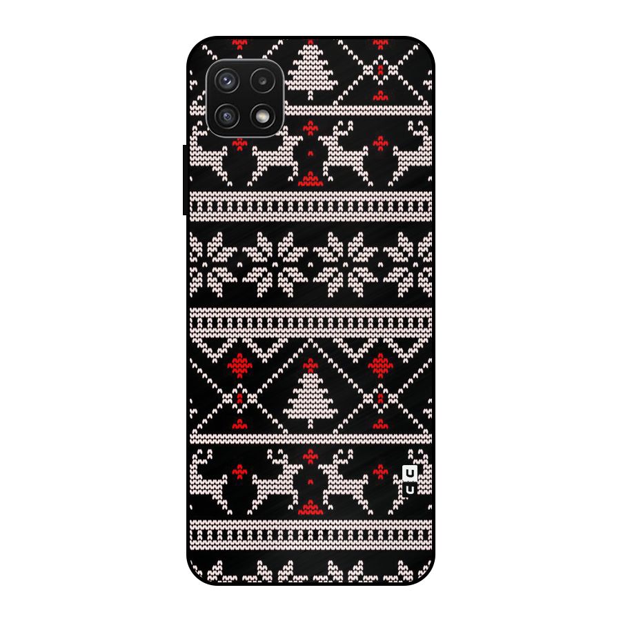 Christmas Seamless Aztec Metal Back Case for Galaxy A22 5G