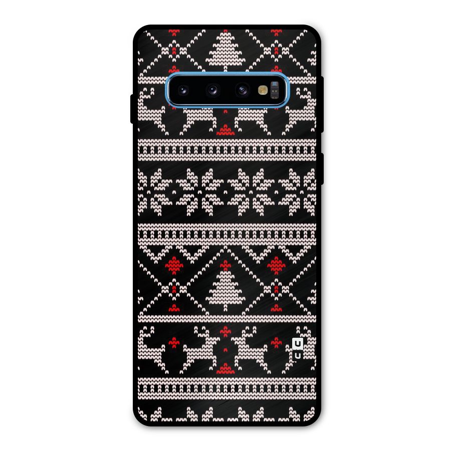 Christmas Seamless Aztec Metal Back Case for Galaxy S10