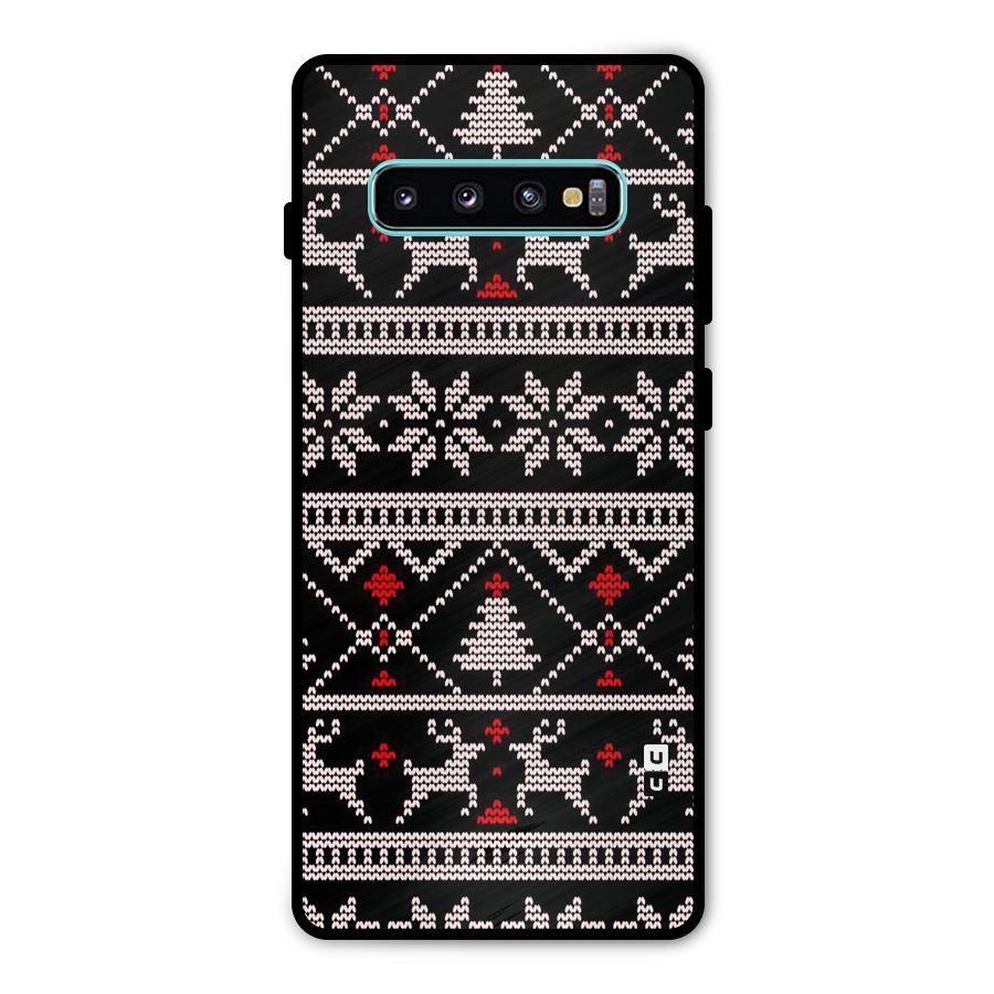 Christmas Seamless Aztec Metal Back Case for Galaxy S10 Plus
