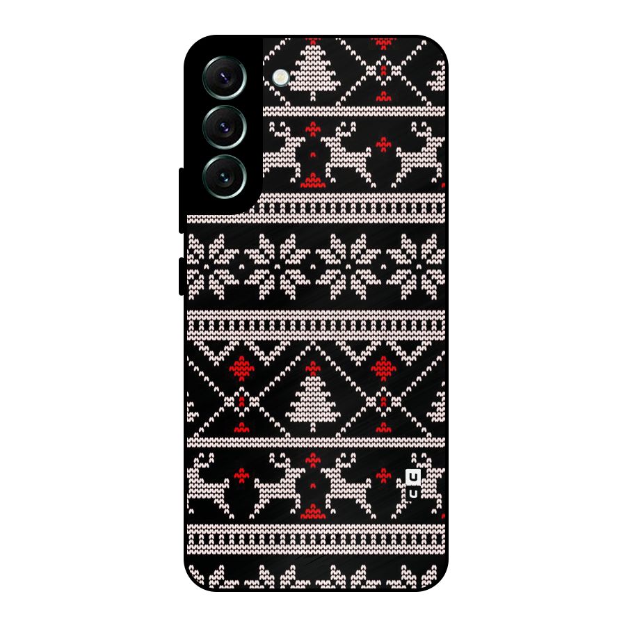 Christmas Seamless Aztec Metal Back Case for Galaxy S22 Plus 5G