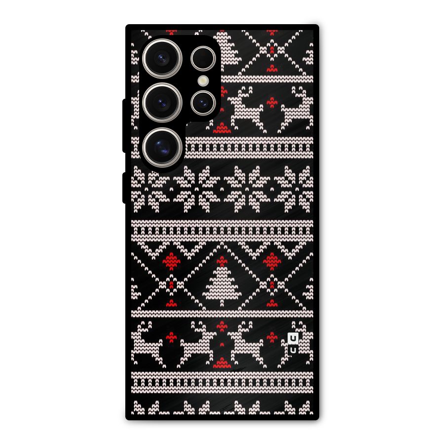 Christmas Seamless Aztec Metal Back Case for Galaxy S24 Ultra