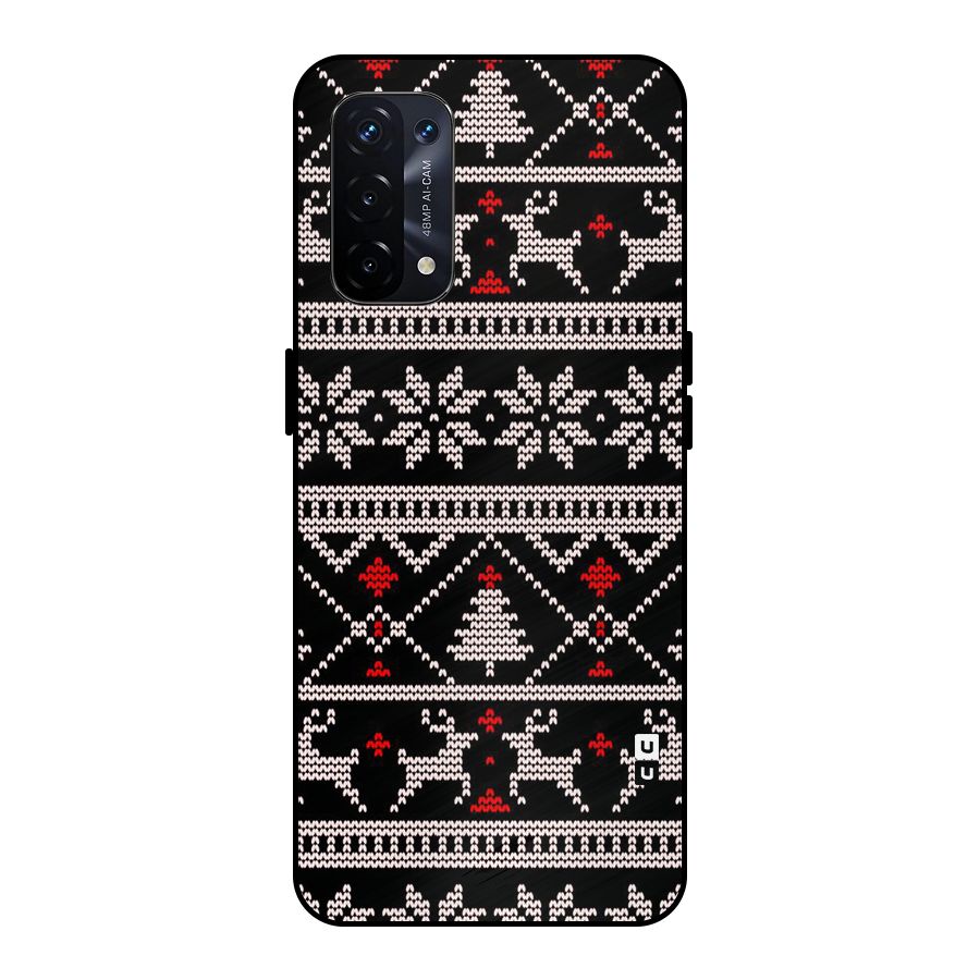 Christmas Seamless Aztec Metal Back Case for Oppo A74 5G