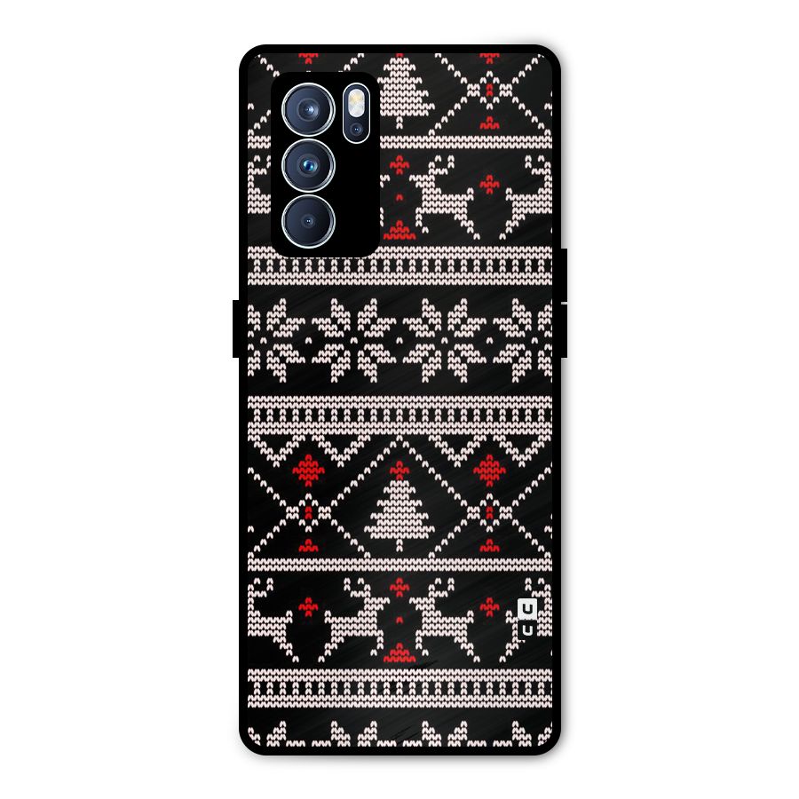Christmas Seamless Aztec Metal Back Case for Oppo Reno6 Pro 5G