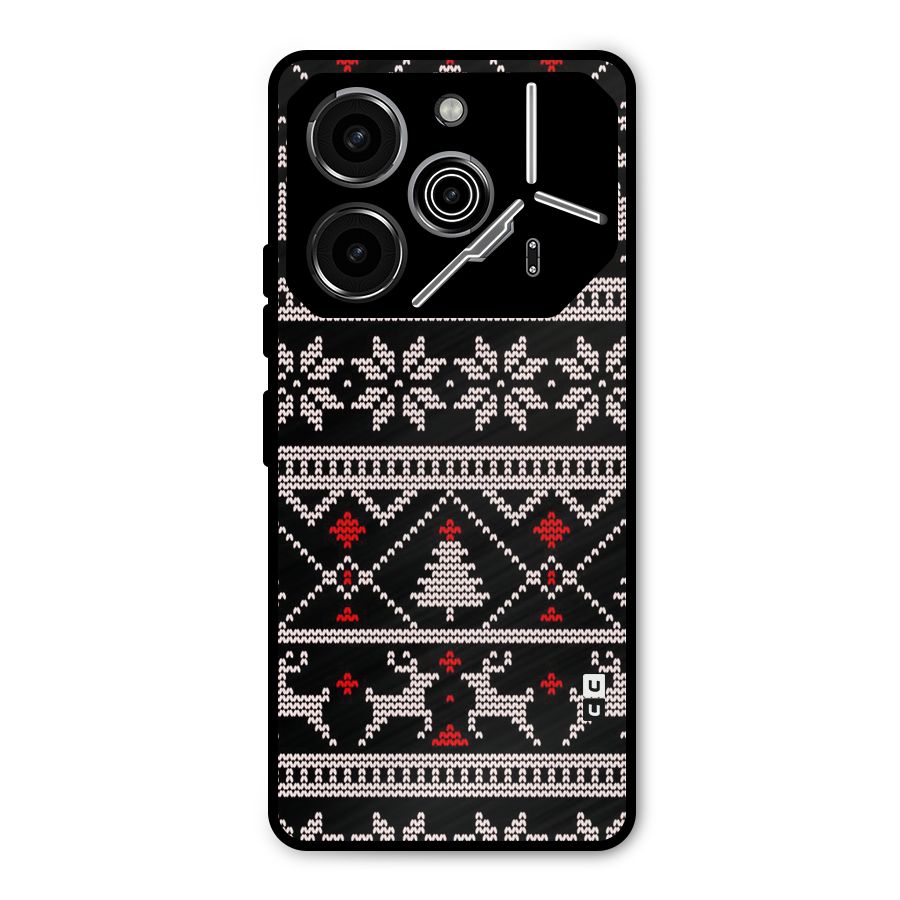 Christmas Seamless Aztec Metal Back Case for Tecno Pova 6 Pro