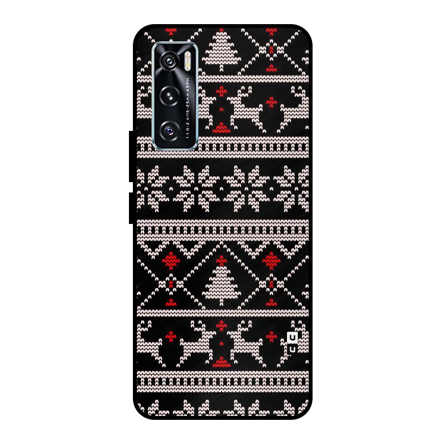 Christmas Seamless Aztec Metal Back Case for Vivo V20 SE
