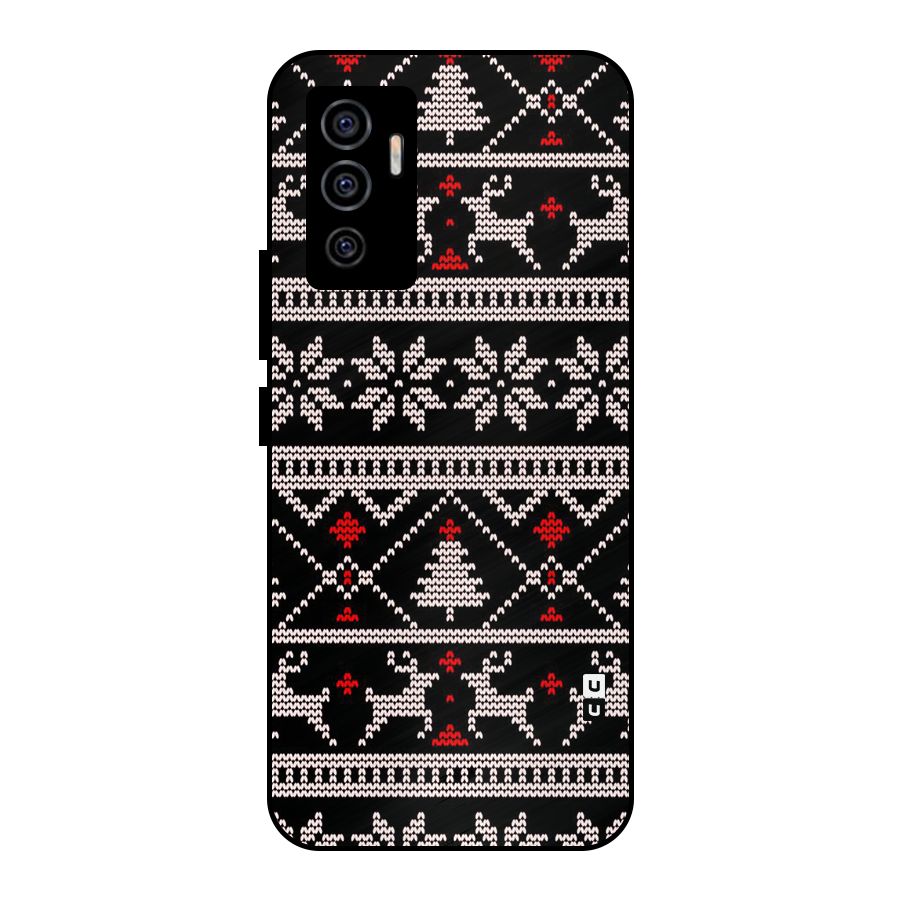 Christmas Seamless Aztec Metal Back Case for Vivo V23e