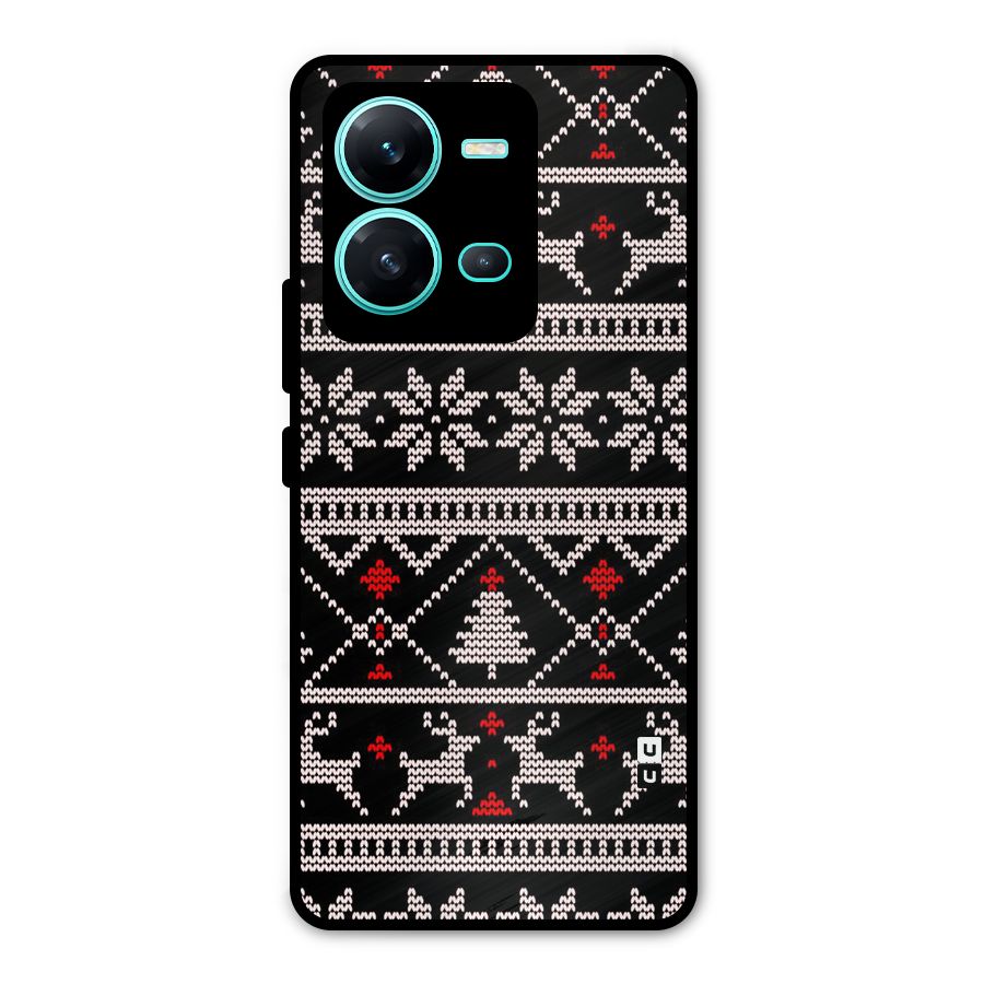 Christmas Seamless Aztec Metal Back Case for Vivo V25
