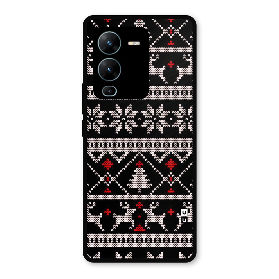 Christmas Seamless Aztec Metal Back Case for Vivo V25 Pro